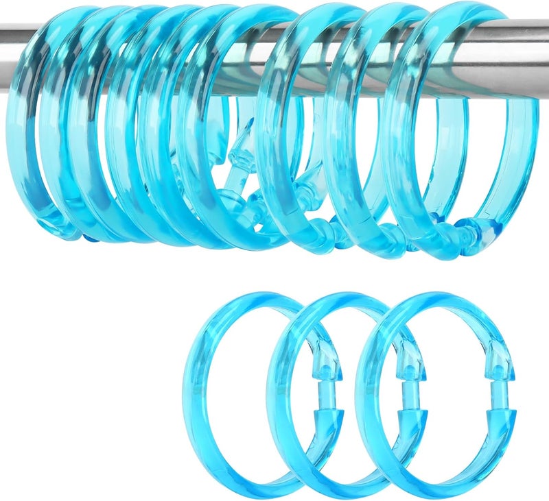 Ulable Premium Plastic Shower Curtain Rings Shower Curtain Hooks Gliding on Standard Shower Rods Easy Snap Closure (O Shape,Ocean Blue,12Pcs) - Image 1